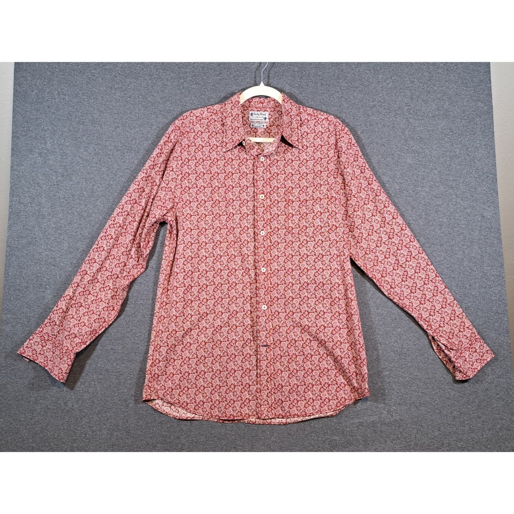 Lucky Brand Mens Red White Floral Button Down Shirt Long Sleeve 7M40050 Medium
